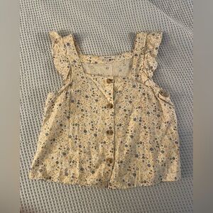 Madewell Floral Ruffle Blouse - Yellow, Cream, and Blue